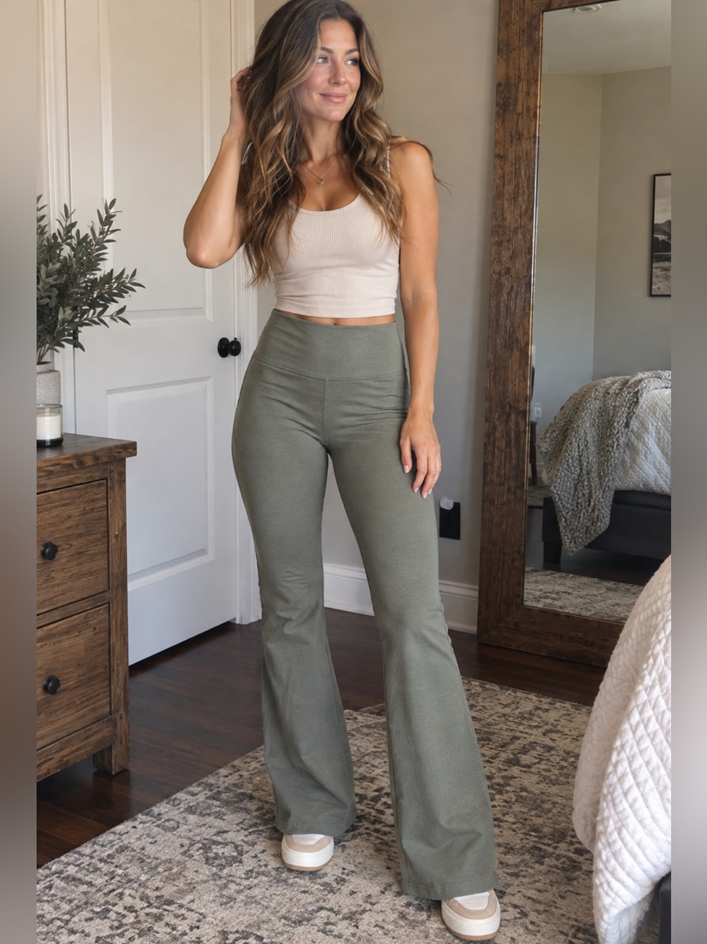 NWT Wild Fable Olive Green High-Rise Flare Leggings XXS